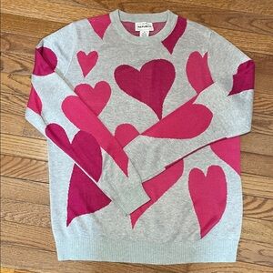 For The Republic Gray and Pink Heart Sweater